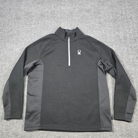 Spyder Pullover Mens 2XL Black Gray Outbound Waffle‎ Jacket Thermal Outdoor Hike - Picture 1 of 14